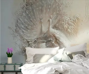 Ozadje po meri Evropskega retro 3D reliefni pav ozadju stene dnevna soba, spalnica TV ozadju 3d ozadje