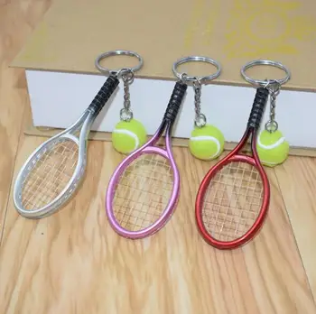 20 kos/veliko NOVIH 6 Barv Mini Tenis Lopar Žogo Keychain Key Ring Torba za Pribor Čar Darilo za Ženske Modni Dodatki