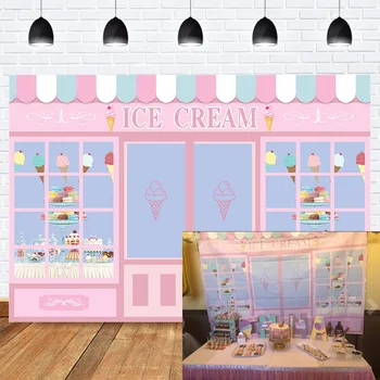 Ice Cream Temo Rojstni Dan Ozadje Sladko Sladico Prodajalna Dekle Rojstni Dan Namiznih Namizni Dekor Ozadju Roza Sladoled Salonu