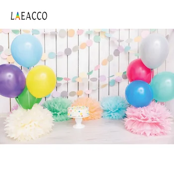Laeacco Happy Baby je 1. Rojstni dan Sivo Elegantna Stenska Baloni Praznovanje Družine Ustrelil Fotografijo Ozadja Fotografija Ozadje