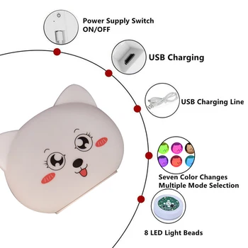 Silikonski Night Light Touch Senzor za Nadzor USB Powered LED Luštna mačka Lučka Za Otrok Otroka Otroci Postelji Spalnica darilo nočne