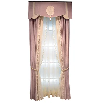 Roza svetlobe luksuzni francoski flanela zavese, dnevna soba, spalnica študija atmosferski ženiljska zavese prilagajanje luksuzni zavese