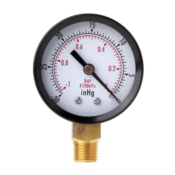 Vakuumski manometer Mini Izbiranje Zračnega Tlaka Meter Dvakrat Obsega BAR inHg 1/4