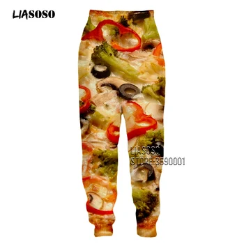 LIASOSO 3d Tiskanja Ženske Moški Pizza Živila, Klobasa Sweatpants Priložnostne Tek Jogger Hip Hop Hlače Mladinske Hlače Ulične Smešno