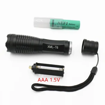 XML T6 ZOOM 18650 bateriji AAA Zoomable waterprof LED Svetilko,baklo,samoobramba,kampiranje luč,svetilka+18650 baterija+polnilec