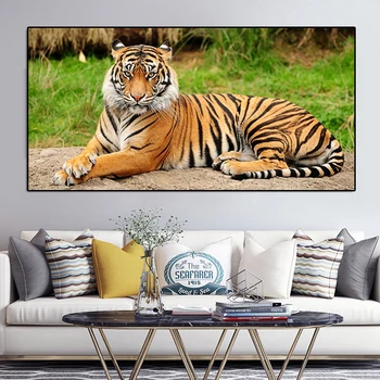 70x140cm-Sodobne Živali, Plakatov in Fotografij Wall Art Platno Slikarstvo Stensko Dekoracijo Tiger Proge Slike za dnevno Sobo