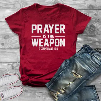 Molitev je orožje kor t-shirt usoda krščanskih krščanstva jezus ženske modna unisex grunge tumblr bombaž priložnostne tees