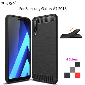 Ogljikovih Vlaken Primeru Telefon Za Samsung Galaxy A7 2018 Primeru Mehko TPU Zadnji Pokrovček Za Samsung A7 2018 Krepak Telefon Odbijača A750 6