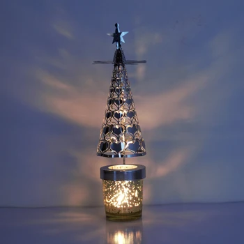 Božično Razpoloženje Toplote-Powered Predenje Candleholder Kovinski Obračanje Luči za Dom, Božič, Novo Leto Svečnik Božič Dekor