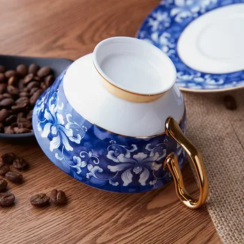 GLLead Kitajski Slog Modre In Bele Porcelanaste Čaj Skodelica Krožnik In Zgornji Razred Keramične Skodelice Kave Kitajska Celadon Teacup Set