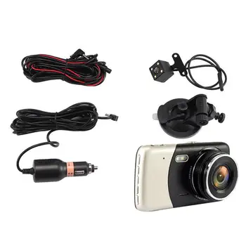 4 Palčni Spredaj In Zadaj Dvojni Objektiv Vožnje Snemalnik HD 1080P Vozila Avto DVR EDR Dashcam Z G-Senzor Rearview Funkcije Dash Cam