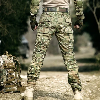 Taktične Vojaške Hlače Slog Oblačila Vojske Prikrivanje Tovora Pantalon SWAT Delo Žaba Hlače Moški Airsoft Boj proti Hlače Kolena Pad