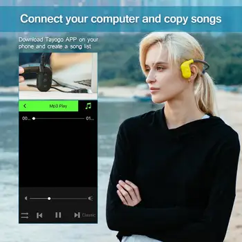 Tayogo Bluetooth Kostne prevodnosti Slušalke Bulit v Mp3 Predvajalnik z FM APP Pedometer IPX8 Nepremočljiva 8GB Plavanje Predvajalnik Glasbe