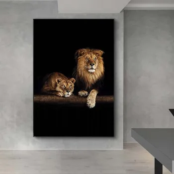 Afriški Divji Lev Družino Platno Umetnosti Plakatov in Fotografij Živali v temi Platna Slike na Steni Umetnosti, Slike Živali