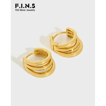 F. I. N. S Trendy Zlato Barvo 925 Srebro Široko Večplastna Ženski Uhani Za Ženske 2019 Izdolbla Korejski Earings Modni Uhani