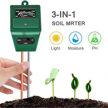 3 V 1 Digitalni PH Meter Tal, Temperatura Vlažnost Tester PH Vlage Ankete Za Vrtne Rastline Dnevne Svetlobe Meter Zaslon
