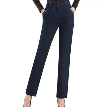 Spomladi in jeseni vezene kavbojke ženske harem visoko elastični pas plus velikost 7xl ženske dolge hlače