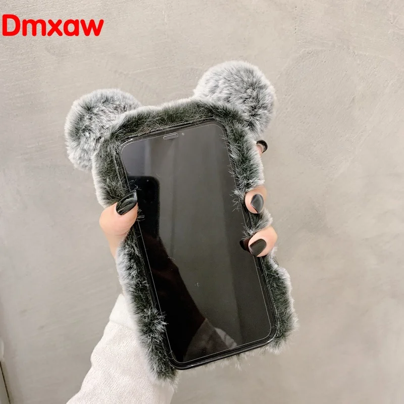 3D Panda Ohišje Za Samsung Galaxy M01 A71 A51 5G M31 M51 A21S A31 A41 Primeru Cute Ušesa Plišastih Puhasto Krzno Dekleta Luksuzni Silikonski Pokrov