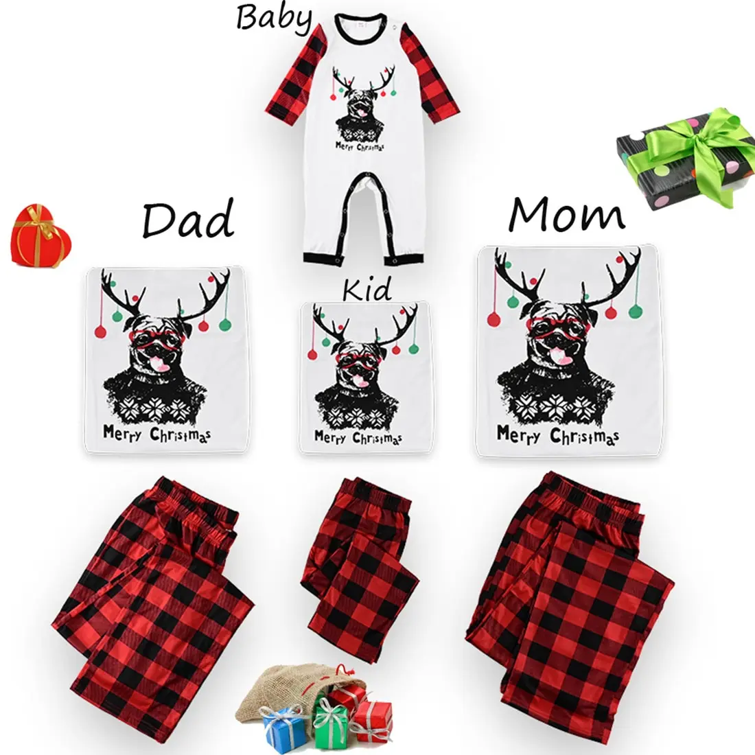 2020 Božič Družinski Pižamo Oblačila Sklop Santa Claus Družino Ujemanje Oblačila Božič Odrasli Otroci Pižame komplet Dojenček Romper Sleepwear