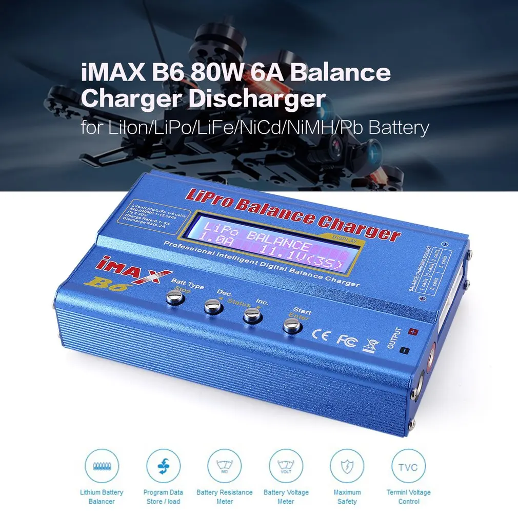 Original iMAX B6 80W 6A Lipo, NiMh, Li-ion, Ni-Cd RC Baterije Bilance Polnilnik 10W 2A Discharger s 15V/6A AC/DC Adapter RC Deli