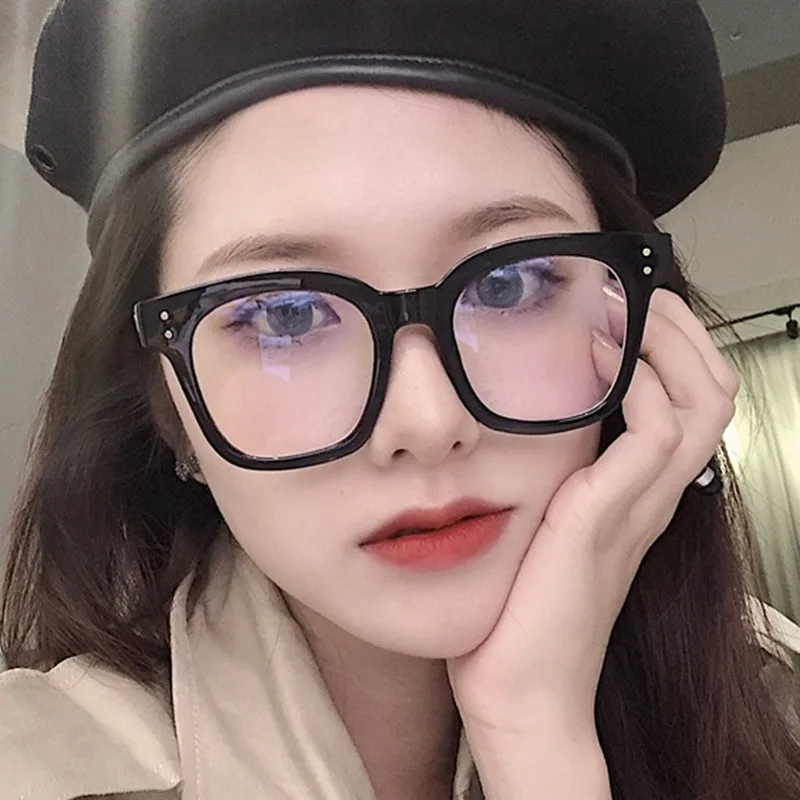 HUHAITANG korejskem Slogu Vroče Prodaja Očal Okvir Nove Modne Navaden Očala Čisti Rdeči Ulici Strel Očala