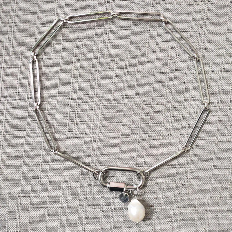 ženske izjavo ogrlica srebrno barvo verige naravni biser choker preproste zasnove, punk letnik človek pribor nakit стимпанк