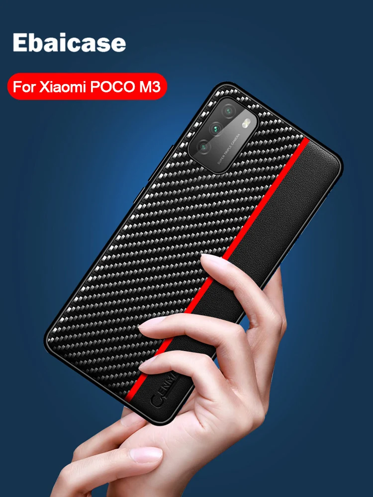 Za Xiaomi POCO M3 X3 NFC Primeru Ogljikovih Vlaken PU Usnje Shockproof zaščitni Pokrov Za Xiaomi Pocophone M3 Mi 10T Pro Nazaj Primeru