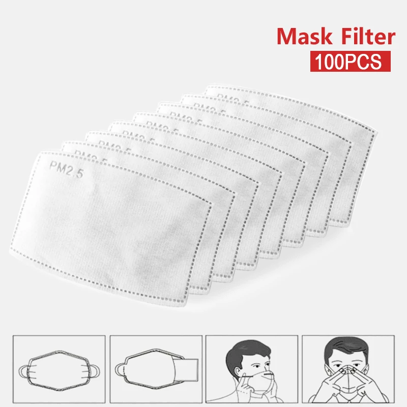 100 kozarcev Masko Pad PM 2.5 Masko Filter Meglica Masko oglje, Zamenljivi Filter za Odrasle Usta Masko Zdravstvenega Varstva