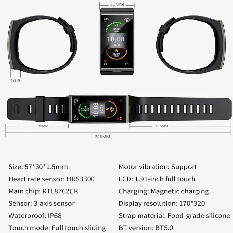2020 Smartwatch 1.9 Palčni 170*320 Zaslon LEMFO DM12 Pametno Gledati Moške IP68 Vodotesen Šport Srčni utrip, Krvni Tlak Android, IOS