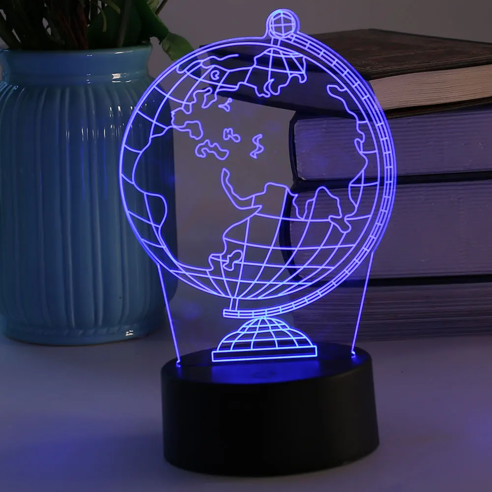 3D USB LED Nočna Lučka Ustvarjalne Zemlji Svetu 3D Holograma akril 7 Barvo Spalnice Žarnice Luz De LED Lučka USB Noč Svetlobe Decoracao