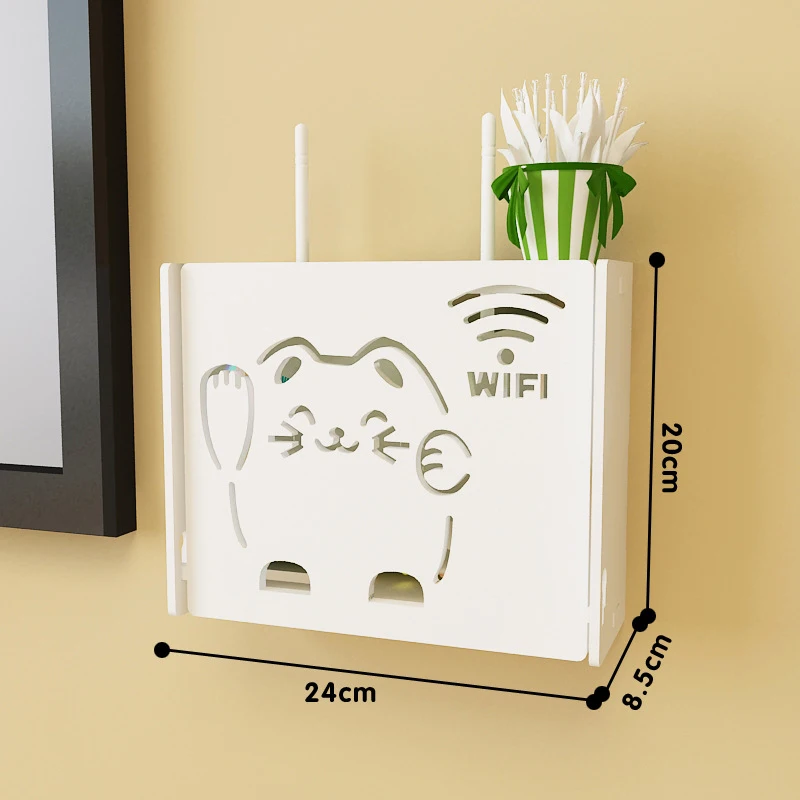 Brezžični Wifi Router Polje PVC Stenske Police, ki Visi Plug Desko Nosilec Škatla za Shranjevanje EVROPI Slog, Škatle za Shranjevanje Smeti