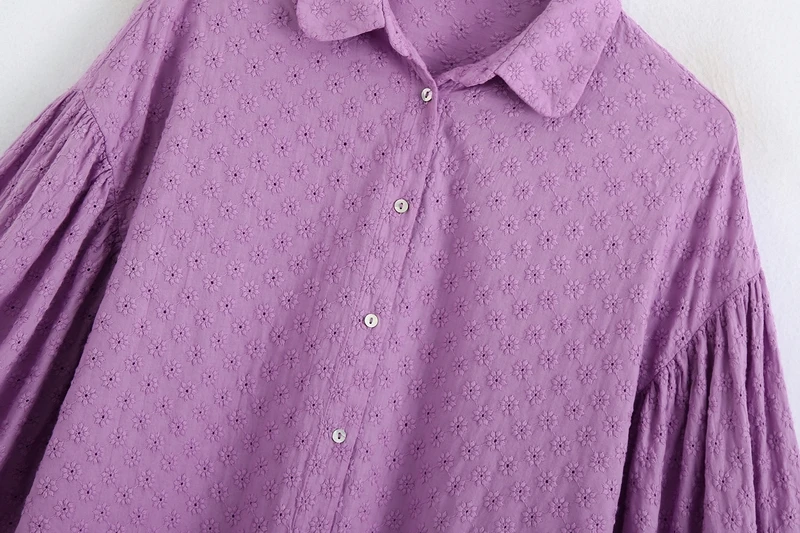 Vezenje Bluzo Majica Poletje 2020 Nov Modni Tričetrt Rokav Feminino Blusa Ženske Svoboden Vijolične Barve Majice