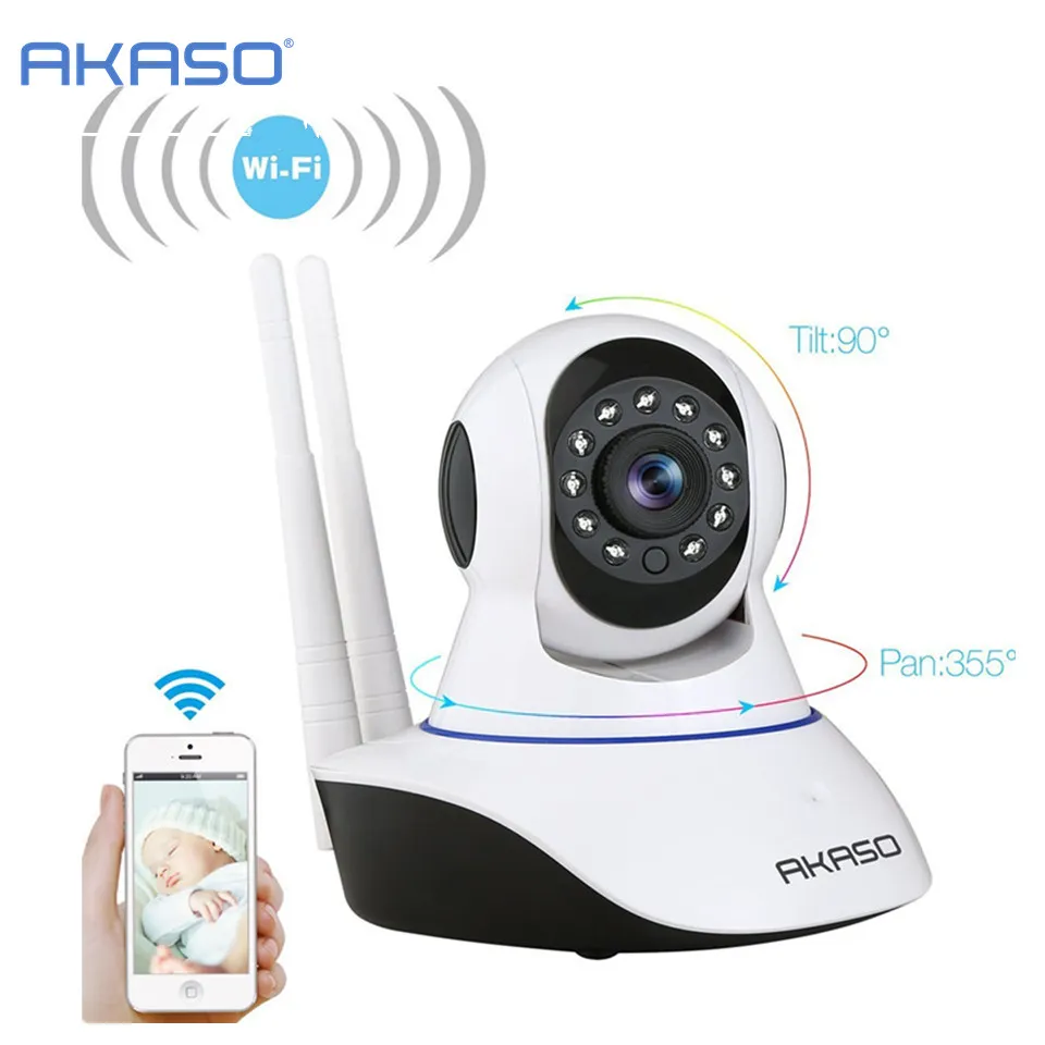 AKASO brezžični HD IP kamera 720p wi-fi cctv home security kamera za video nadzor, wifi baby monitor dvosmerni audio