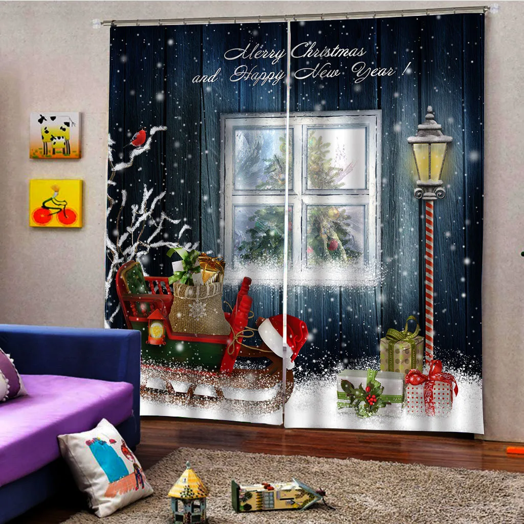 Foto Tiskanje Božič 3D Zavese Nepremočljiva Okno Draperije 55X39