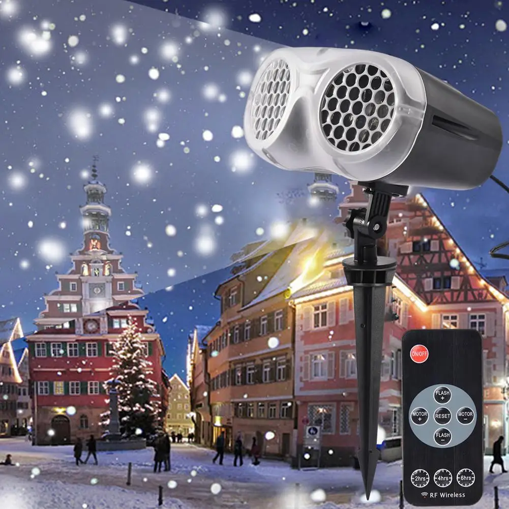 LED Snežinka Laserski Projektor Beli Snežni Stopnji Svetlobe Daljinski upravljalnik Nepremočljiva Vrt, Travnik Žarnice Božično zabavo Doma Dekor