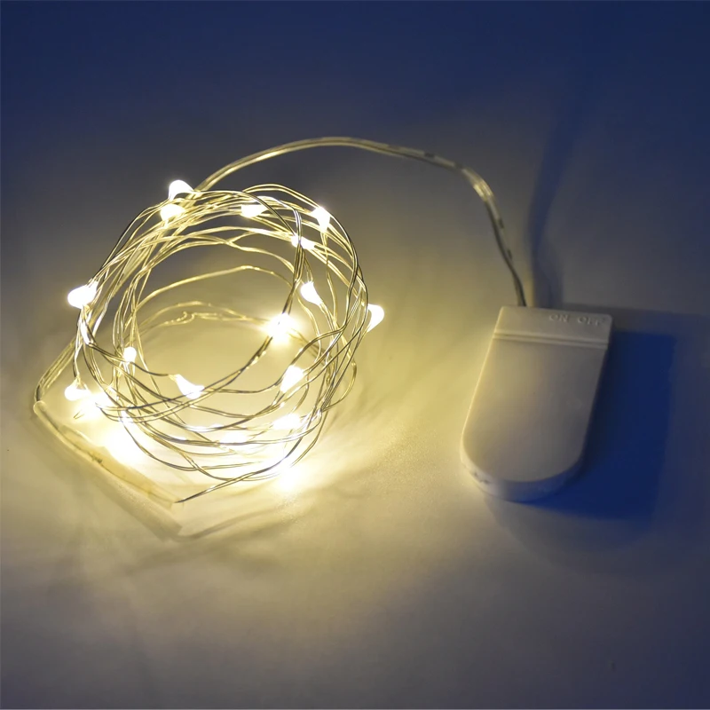LED Niz svetlo Srebrne Žice Pravljice toplo bela Garland Doma Božič svate, Dekoracijo, ki ga Poganja Baterija testo