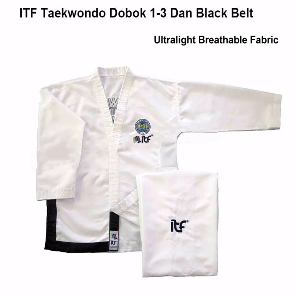 Top Ten ITF Taekwon-do 1-6 Dan Ultralahkih Dihanje Enotno Taekwondo Kimono Pomočnik Glavnega Doboks Z Vezenje bo ustrezala gi