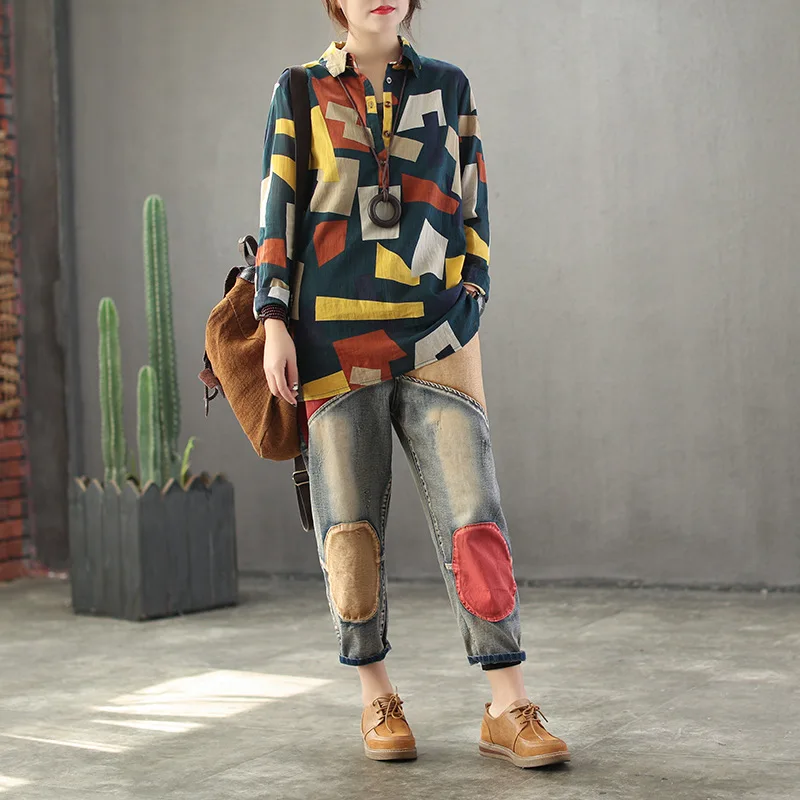 Max LuLu Korejski Modni Oblikovalec Oblačila Ženska Letnik Vrhovi Gospe Priložnostne Kariran Majice Ženske Natisnjeni Svoboden Bluze Plus Velikost