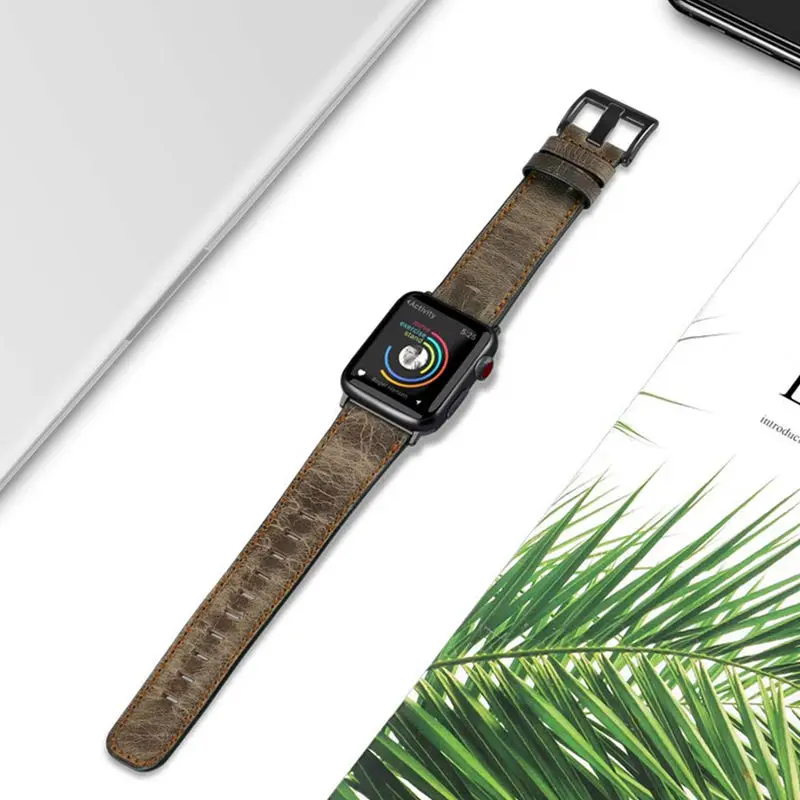 Trak za Apple watch band 44 mm 40 mm iWatch 42mm 38 mm Retro Kravje Usnje watchband zapestnica correa za iwatch serije 6 5 4 3 2 MP