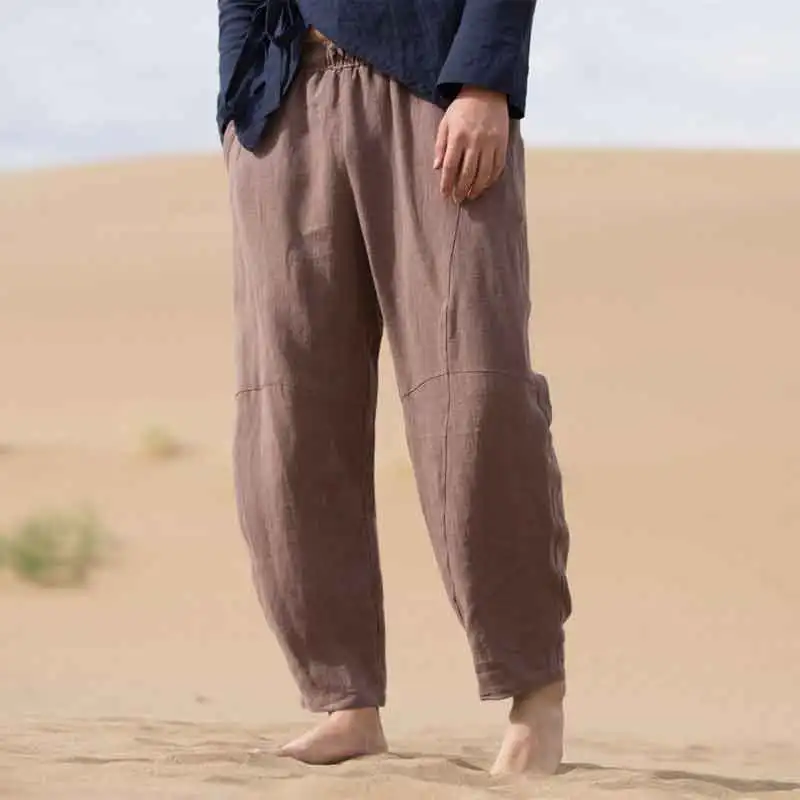 MRDONOO Jeseni moški retro slogu velikih velikosti svoboden naravnost bombaž Mahalon priložnostne hlače Kitajski stil za moške dolge hlače K91