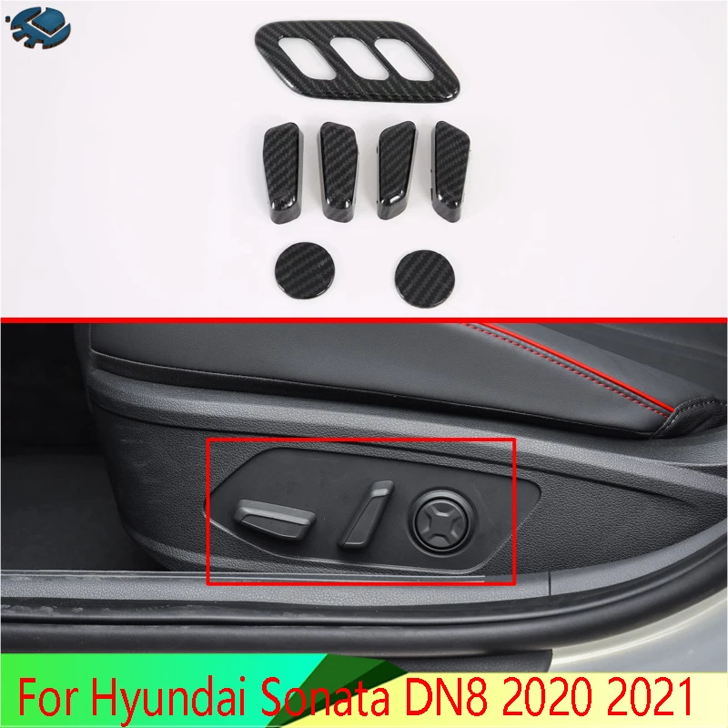 Za Hyundai Sonata DN8 2020 2021 Avto Dodatki iz Ogljikovih vlaken slog Notranje zadeve Notranje Sedež Prilagoditev Stikalo Gumb Gumb Kritje Trim
