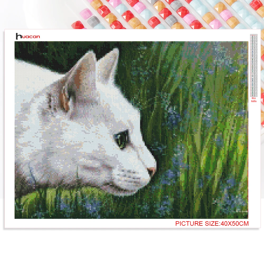 Huacan 5d DIY Diamond Slikarstvo Celoten Kvadratni Mačka Diamond Vezenje Mozaik Živali Obrtni Dom Dekoracija
