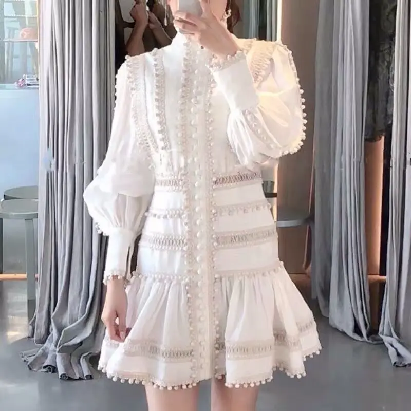 Visoko Kakovostno Belo Obleko Luč Rokav Moda Za Ženske Elegantne Slaven Stranka Obleko Seksi Mini Obleke