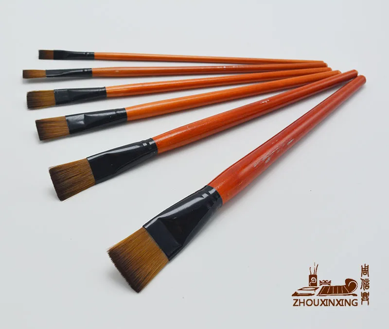 6pcs/Nastavite, Akvarel Gouache Slikarstvo Pero Najlon Lase Oranžna kratek Leseni Ročaj Paint Brush Set pisalnih potrebščin ustvarjalce