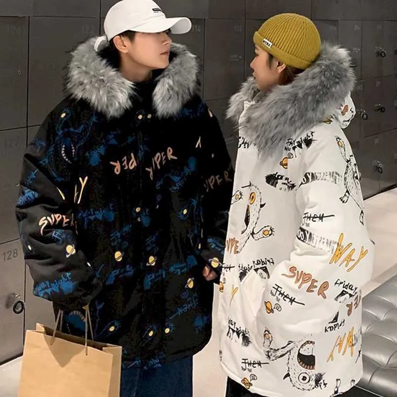 Bombažna jakna ženske oversize svoboden pozimi korejski par bombaž jakna jakna ins plima 2020 novo krzno ovratnik bombažno jakno moda
