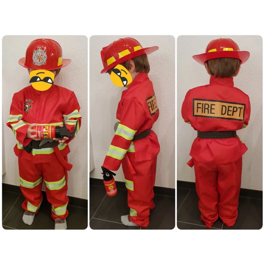 Fireman Sam Cosplay Karneval Halloween Kostumi za Otroke Fant Dekle Stranka Delo Nositi Enotno Opremo Božič Gasilec