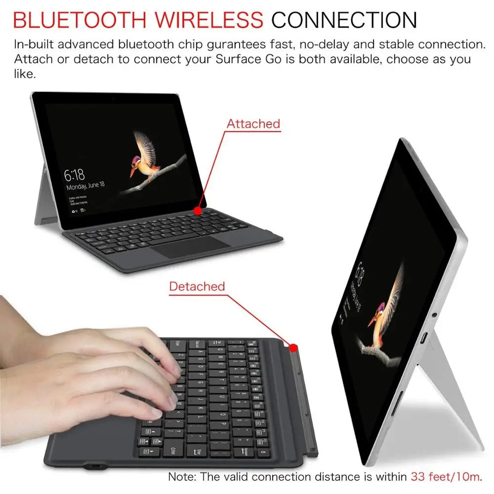 Ultra Slim Tipkovnici Za Microsoft Surface Odprite Tipkovnico Bluetooth W sledilno ploščico 7-Barvni LED Backlit Prenosni za Površinsko Pojdi 10 inch
