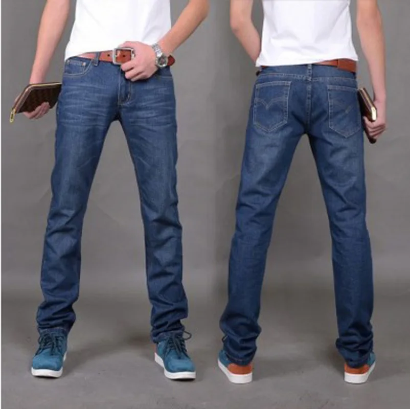 2020 Jeseni Nova moška Classic Črno Modra Slim-fit Jeans Poslovnih Bombaž Elastična Redno Fit Traper Hlače Moški blagovne Znamke Hlače