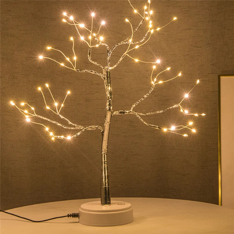 Božično Drevo Noč Svetlobe Se Uporabljajo Za Dekoriranje Pravljice Luči V Družinski Dopust Spalnica Notranjost otrok Bar