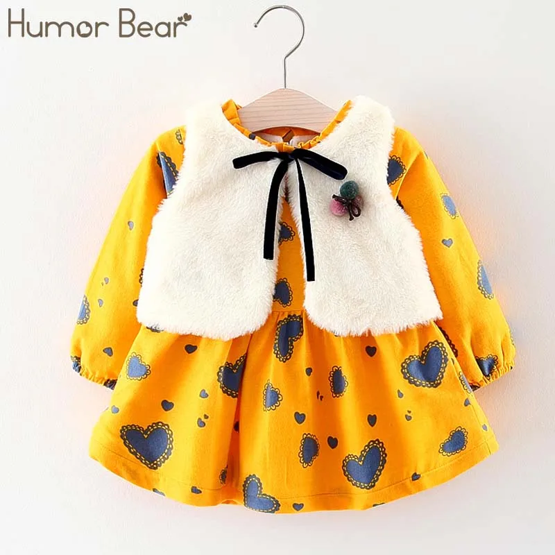 Humor Medved Baby Girl Obleke Pozimi Baby Dekleta Princesa Obleko Dolgi rokav Stranka obleko Obleke Otroška Oblačila Otroška Oblačila